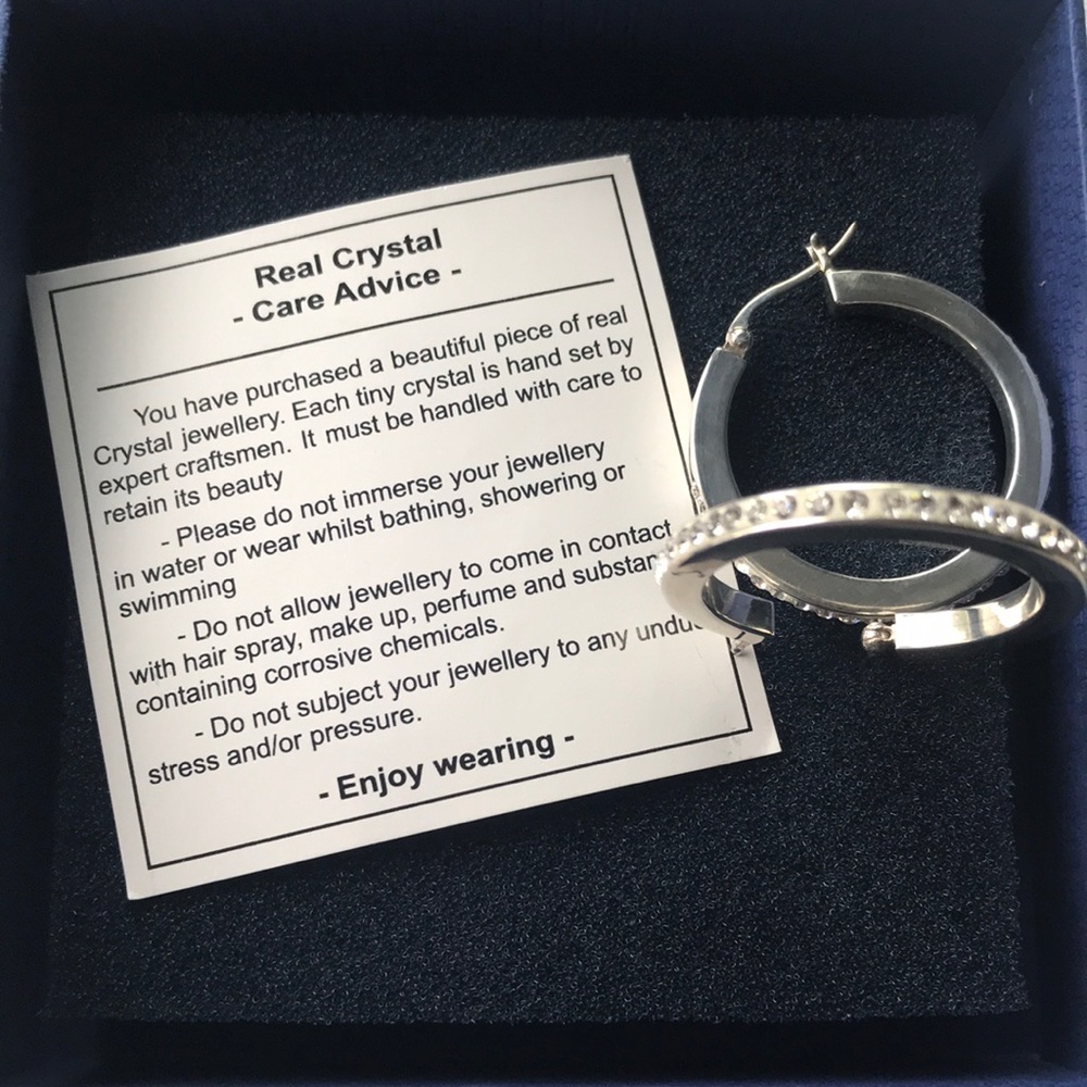 real crystal hoop earrings.